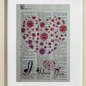 I Adore You - Dictionary PRINT Art Wall Decor Hanging Poster Home